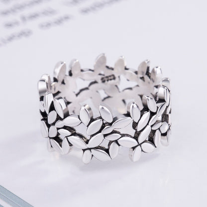 Bague ajustable feuilles entrelacées argent – Lise