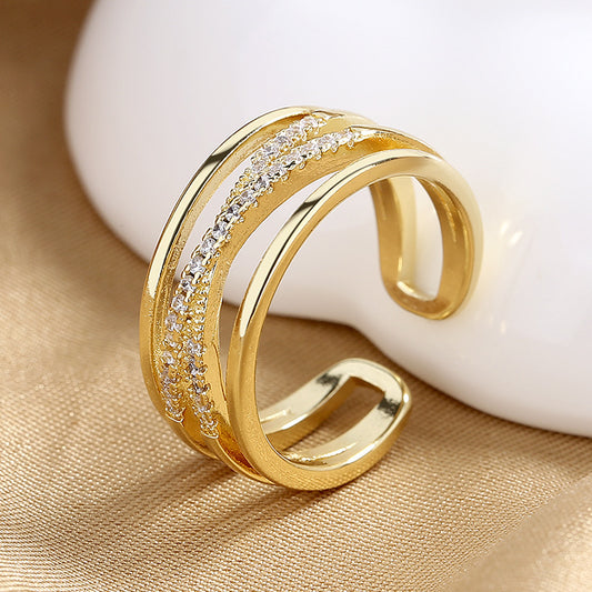 Bague croix ajustable Or zirconium – Léo