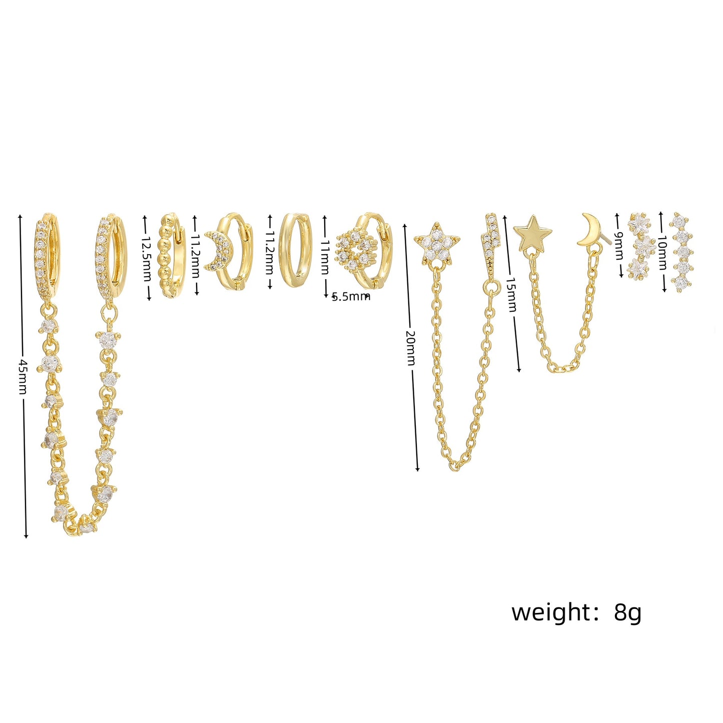Ensemble de boucles d'oreilles pendantes élégantes et multi-styles