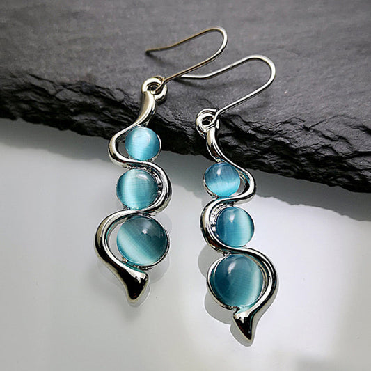 Boucles d’oreilles pendantes argent pierres bleues – Lila