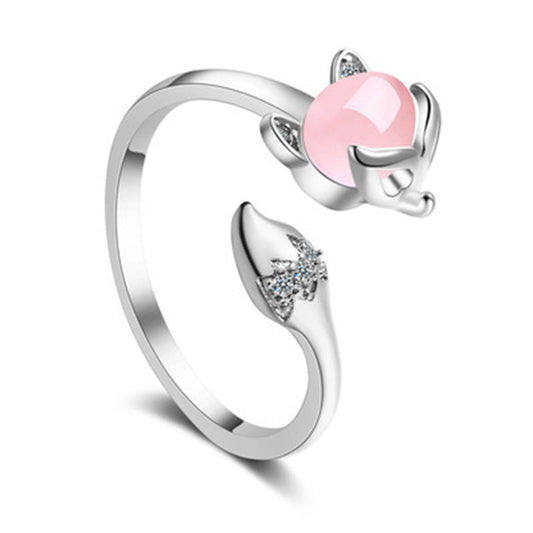 Bague renard ajustable or rose pierre rose – Léo
