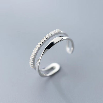 Bague ajustable argent lignes lisse et pierres – Lila