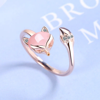 Bague renard ajustable or rose pierre rose – Léo