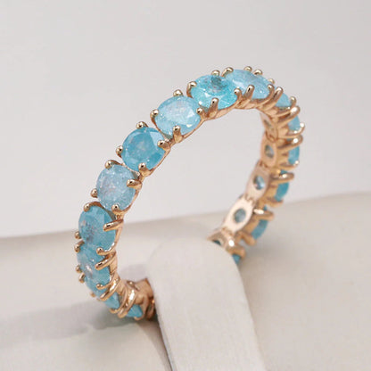Bague ronde pierres bleues or – Léo