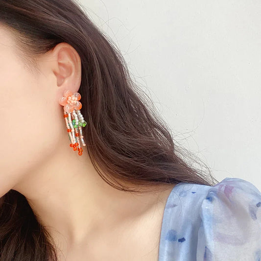 Boucles d'oreilles perles florales