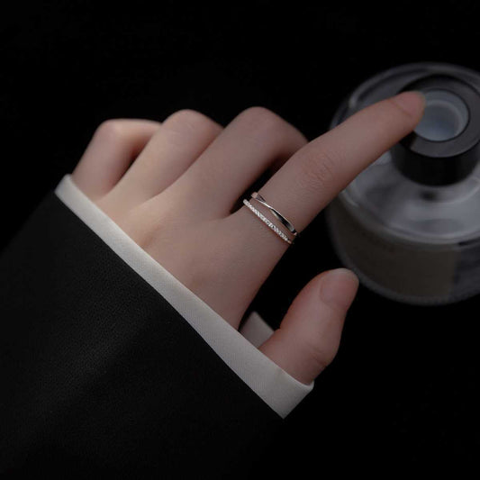 Bague ajustable argent lignes lisse et pierres – Lila