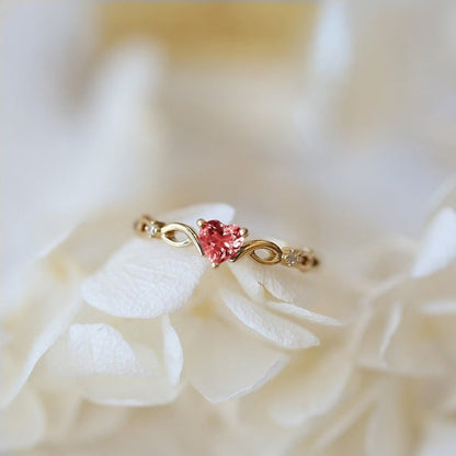 Bague cœur zircon rose or volute – Lise
