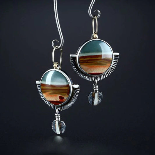 Boucles d’oreilles pendantes argent disque multicolore – Léo