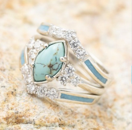 Bague pierre turquoise argent diamants – Lila