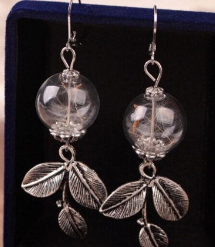 Boucles d’oreilles pendantes argent boule pissenlit – Lila