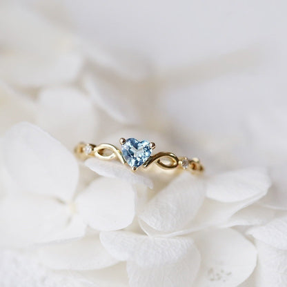 Bague cœur zircon rose or volute – Lise