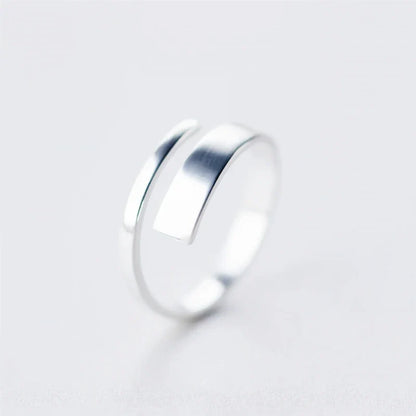 Bague ouverte minimaliste lisse argent – Léo