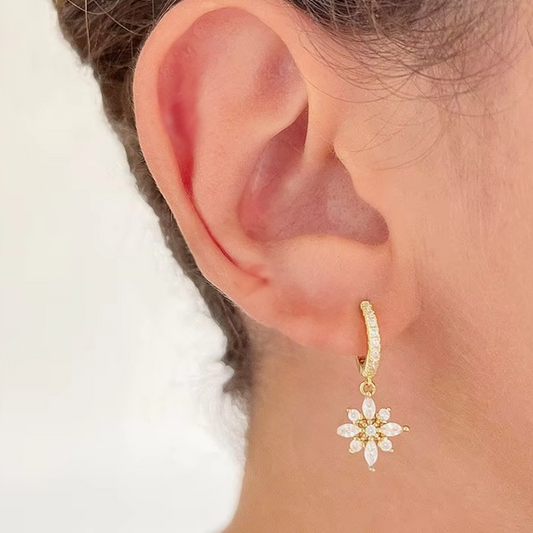 Boucles d'oreilles Fleurs en Cristal