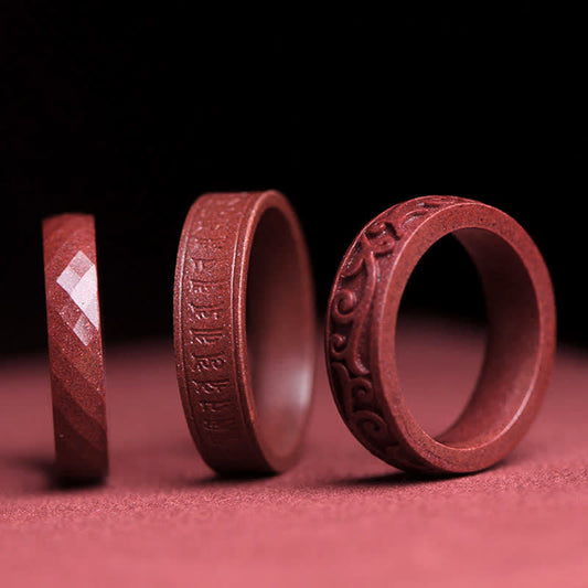 Bague cinabre rouge gravée nuages – Léo
