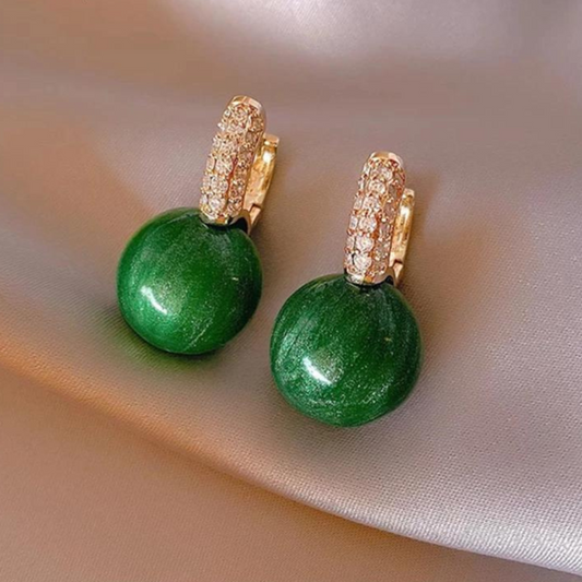 Boucles d’oreilles perles vertes or – Lila