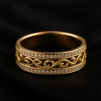 Bague ajourée dorée zirconium – Lise