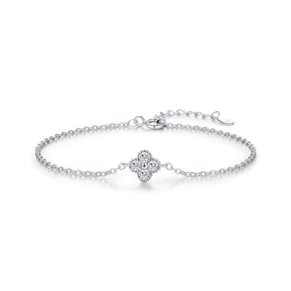 Bracelet pendentif trèfle argent zircon – Léo