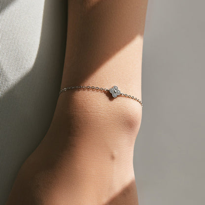 Bracelet pendentif trèfle argent zircon – Léo