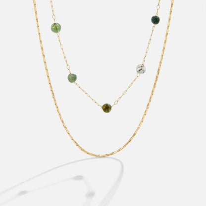 Collier chaîne fine or perles rondes multicolores – Léo
