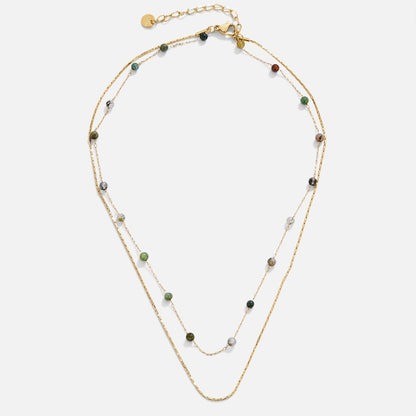 Collier chaîne fine or perles rondes multicolores – Léo