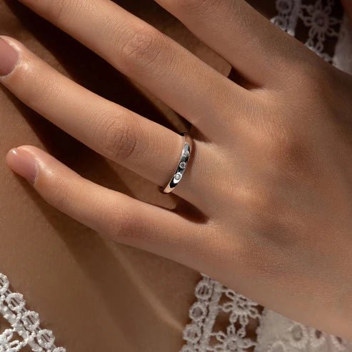 Bague fine argent pierres rondes – Léo