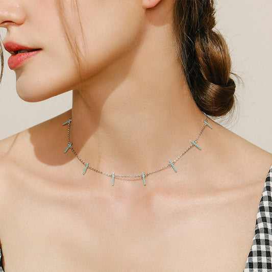 Collier ras-du-cou argent pendentifs turquoise – Lila