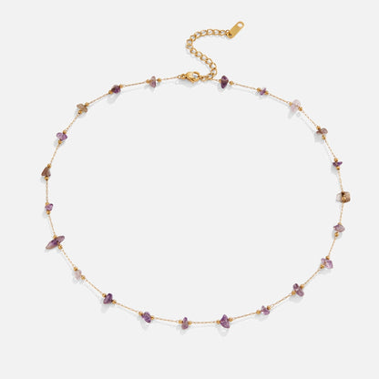 Collier perles améthyste chaîne fine plaqué or – Lila