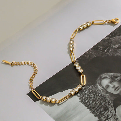 Bracelet chaîne dorée cristaux or – Léo