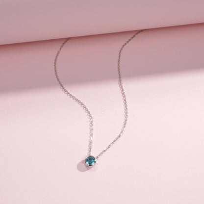 Collier pendentif argent pierre ronde bleue – Amira