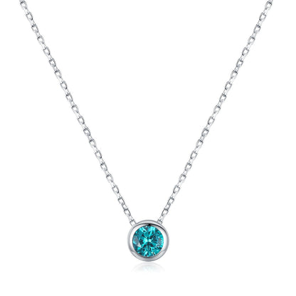 Collier pendentif argent pierre ronde bleue – Amira