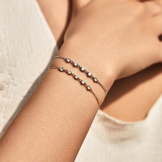 Bracelet chaîne fine pierres transparentes argent – Lila