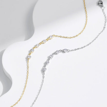 Bracelet chaîne fine pierres transparentes argent – Lila