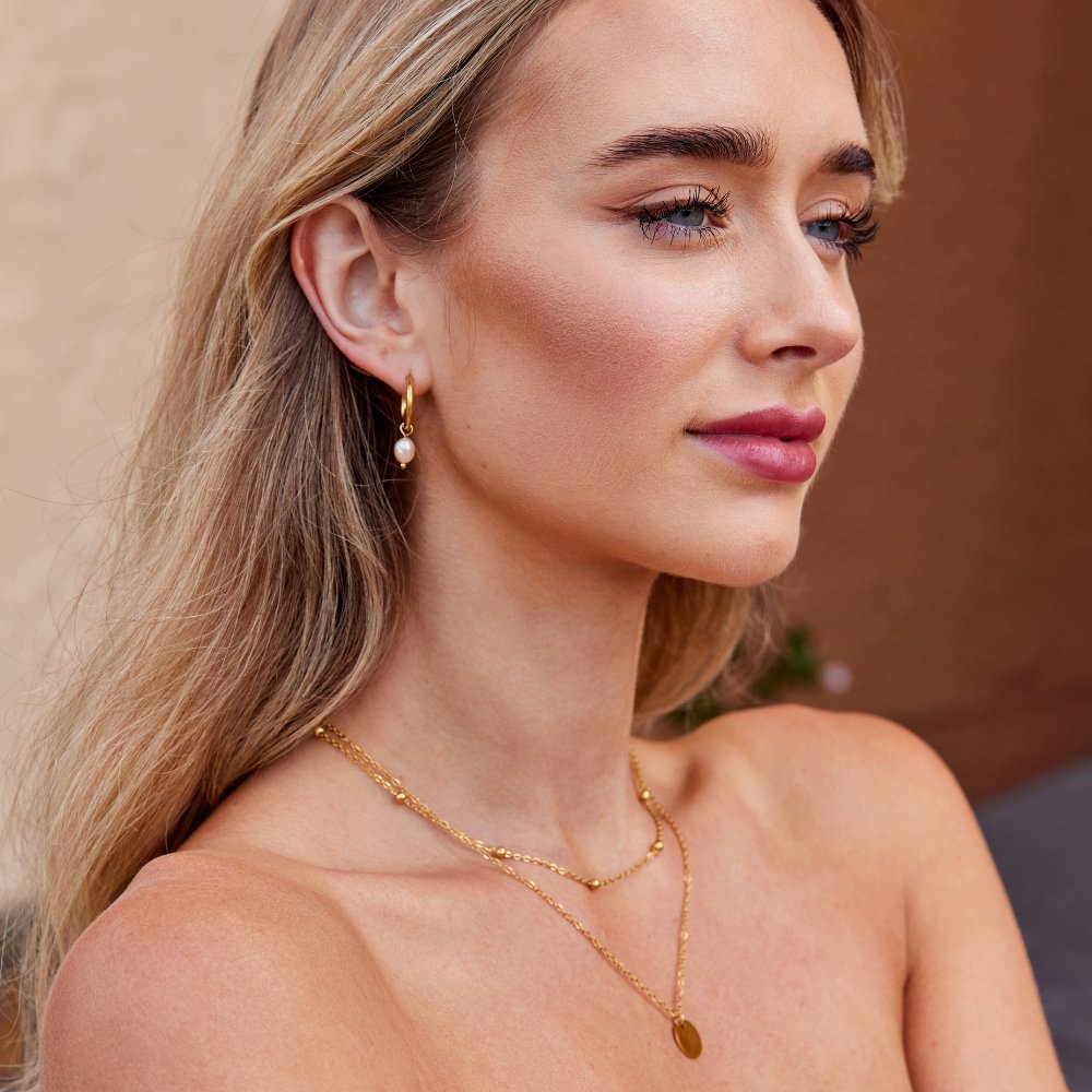 Créoles perle blanche pendante Or – Léo
