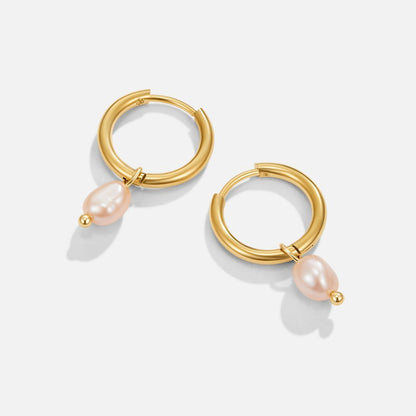 Créoles perle blanche pendante Or – Léo