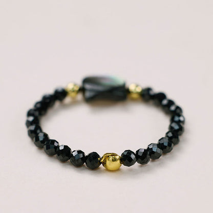 Bague pierres noires chat perles Or 14K – Léo