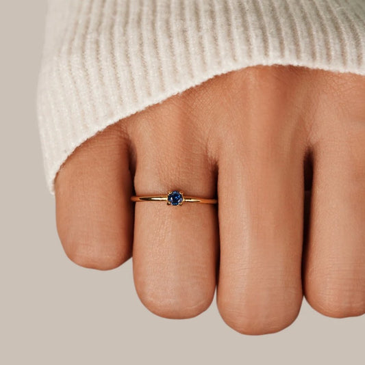 Bague pierre topaze bleue or – Léo