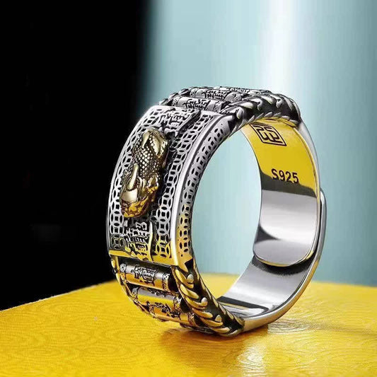 Bague argent gravée relief doré – Léo