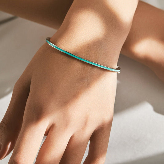 Bracelet fin argent turquoise – Léo