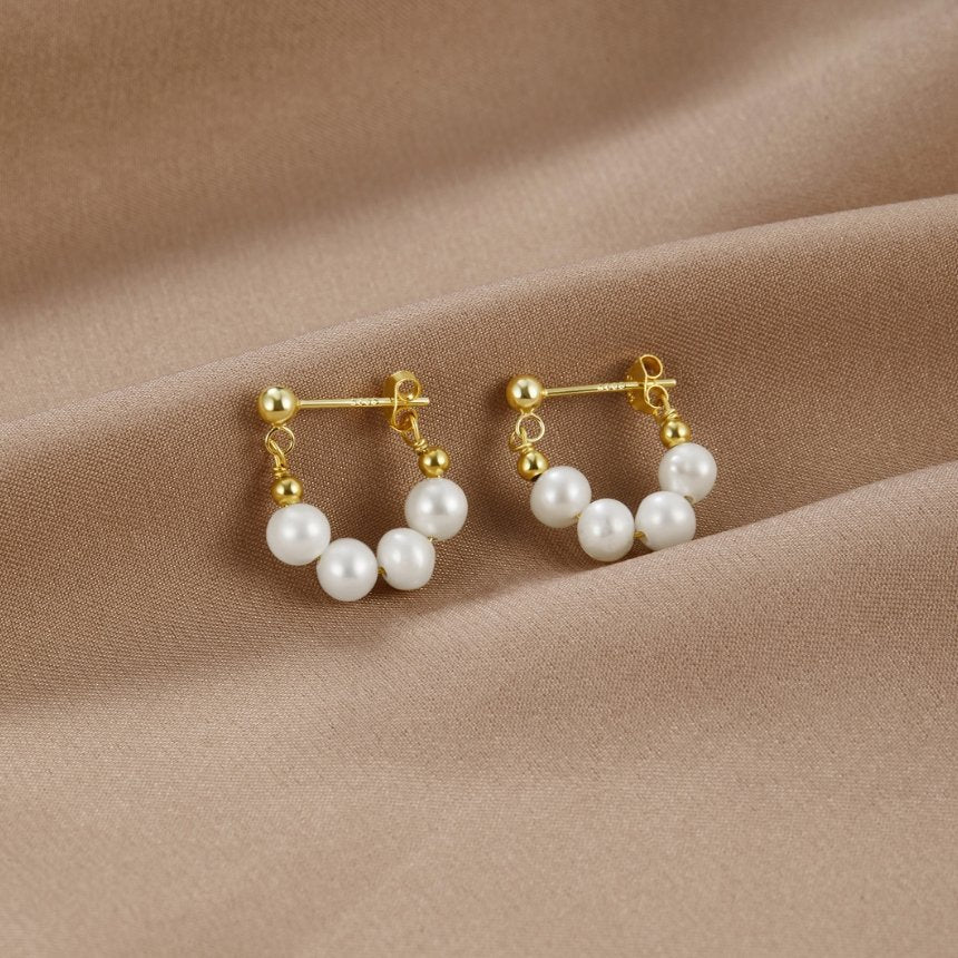 Créoles perles blanches plaqué or – Céline