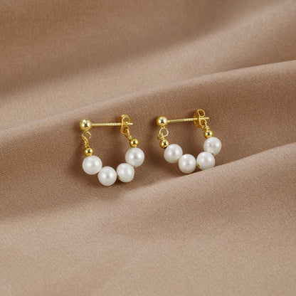 Créoles perles blanches plaqué or – Céline