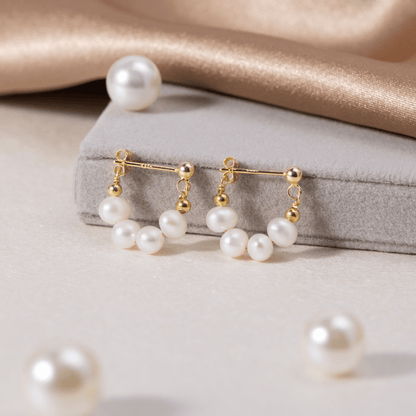 Créoles perles blanches plaqué or – Céline