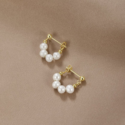 Créoles perles blanches plaqué or – Céline