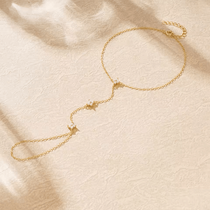Bracelet chaînes fines doré floral pierres – Lila