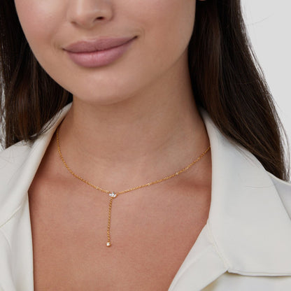 Collier pendentif goutte or cristal – Léa