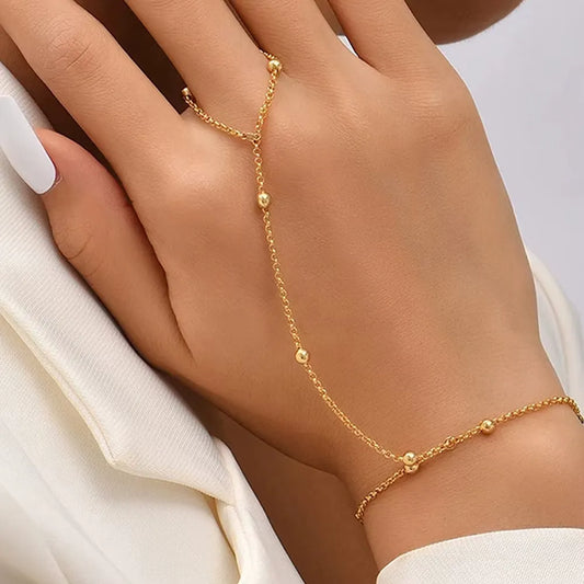 Bracelet chaîne fine plaqué or perles – Lise