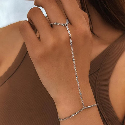 Bracelet chaîne fine plaqué or perles – Lise