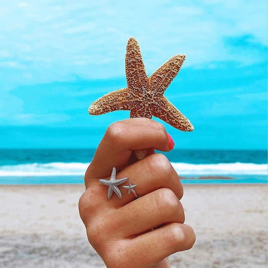 Bague étoile de mer argent plaqué or – Léo