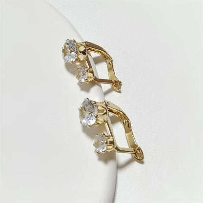 Boucles d'Oreilles Vintage en Or et Zircon