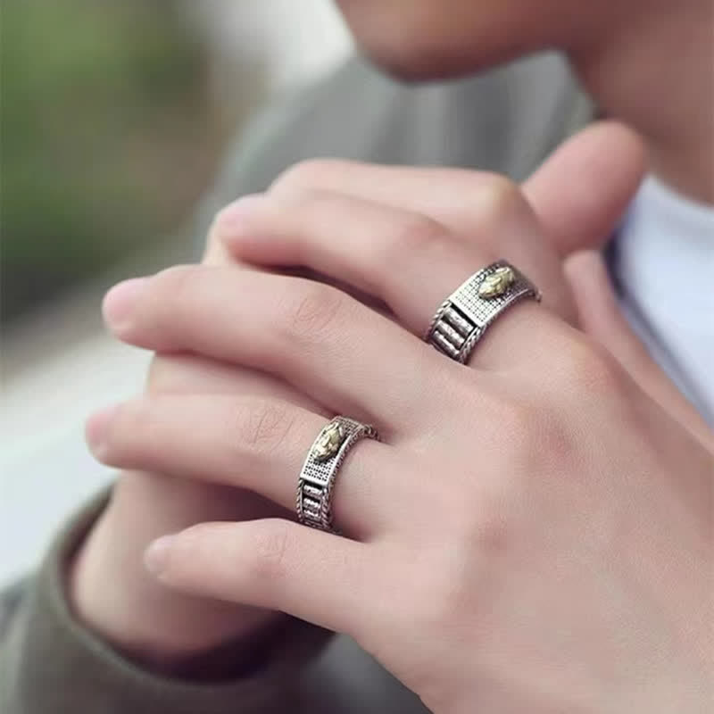 Bague argent gravée relief doré – Léo