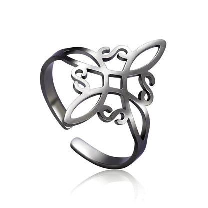 Bague ajourée symbole complexe argent – Léo